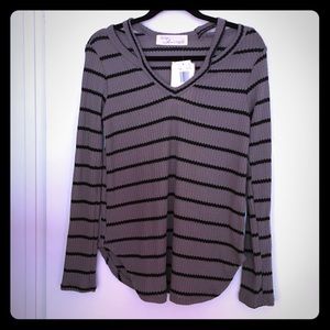 NWT VINTAGE HAVANA LONG-SLEEVE WAFFLE KNIT TEE